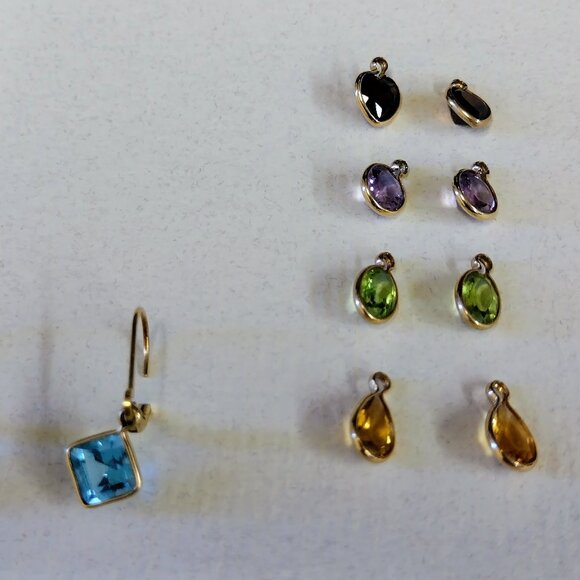 Bejeweled Gemstone Station Necklace 14K Yellow Gold & Matching Earrings - Picture 4 of 4